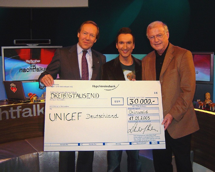 50.000 Euro für UNICEF durch Tele 5 Spendenaktion / 
Die Tele 5 Zuschauer, Dr. Herbert Kloiber und Prisma Entertainment unterstützen das UNICEF-Projekt Schule in der Kiste für Sri Lanka und Aceh