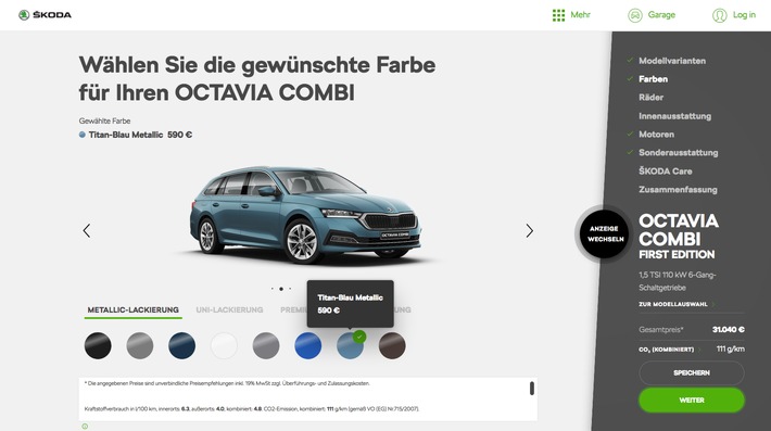 Noch schneller zum Wunschauto: Neuer SKODA Konfigurator bietet clevere Funktionen in frischem Design