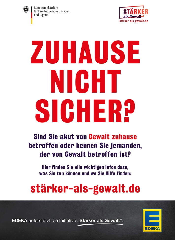 EDEKA unterstützt Aktion "Zuhause nicht sicher?"