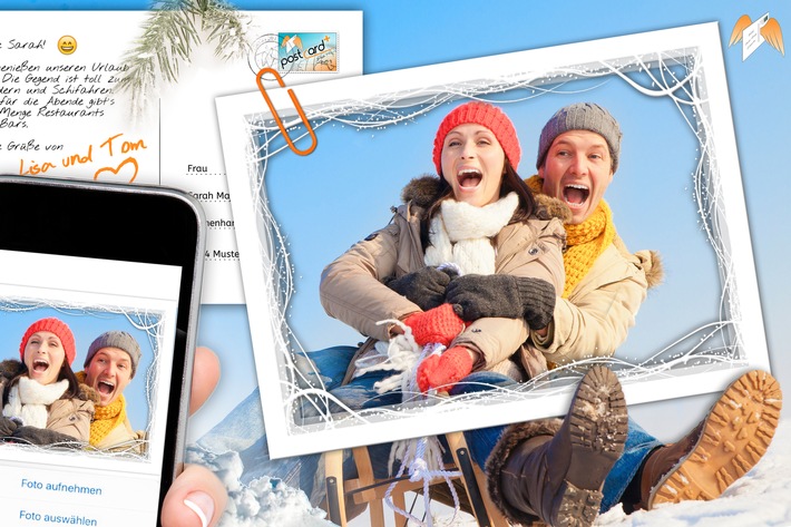 Direkt von der Schipiste persönliche Fotopostkarten verschicken - ganz bequem via Postkarten App