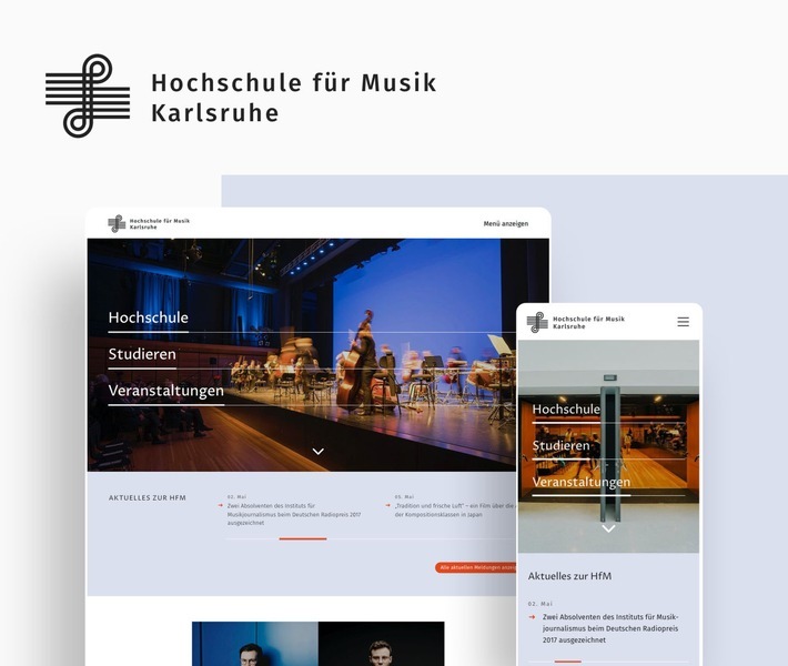 Information und Image - der neue Online-Auftritt der HFM Karlsruhe. Weiterer Text über ots und www.presseportal.de/nr/143258 / Die Verwendung dieses Bildes ist für redaktionelle Zwecke honorarfrei. Veröffentlichung bitte unter Quellenangabe: "obs/HFM Karlsruhe"