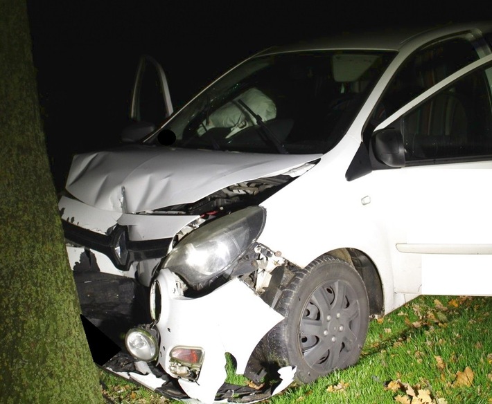 POL-MI: Pizzabote kracht mit Auto gegen Baum