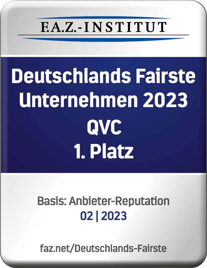 F.A.Z.-Institut analysiert Reputation von Versandhändlern: QVC belegt Platz 1 bei &quot;Deutschlands Fairste 2023&quot;