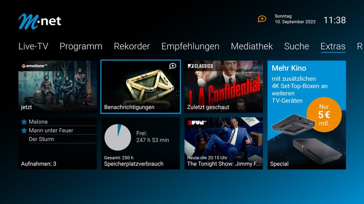 Fernsehgenuss noch flexibler: M-net TVplus mit neuer Self-Service-Funktion / Cloud-Speicher, Genre- und Sprachpakete schnell und einfach selbst verwalten