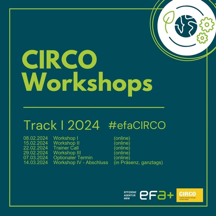 Im Februar startet der erste CIRCO-Workshop-Track der Effizienz-Agentur NRW in 2024 – Unternehmen aus NRW können sich jetzt anmelden – zirkuläre Produkte und Geschäftsmodelle stehen im Fokus