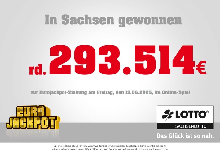 Zwei Eurojackpot-Gewinne in Sachsen: 59.411 Euro in Leipzig, 293.386 Euro online