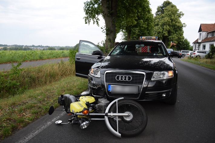 POL-HF: Kleinkraftrad bei Unfall mitgezogen- Fahrer ins Krankenhaus eingeliefert
