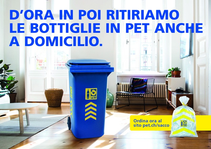Comunicato stampa: "Bottiglie in PET vuote? Da subito il ritiro davanti alla porta di casa"