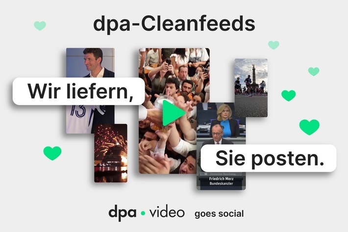 Start von dpa-Cleanfeeds - frischer Videocontent für Social Media / Weiterer Text über ots und www.presseportal.de/nr/8218 / Die Verwendung dieses Bildes für redaktionelle Zwecke ist unter Beachtung aller mitgeteilten Nutzungsbedingungen zulässig und dann auch honorarfrei. Veröffentlichung ausschließlich mit Bildrechte-Hinweis.