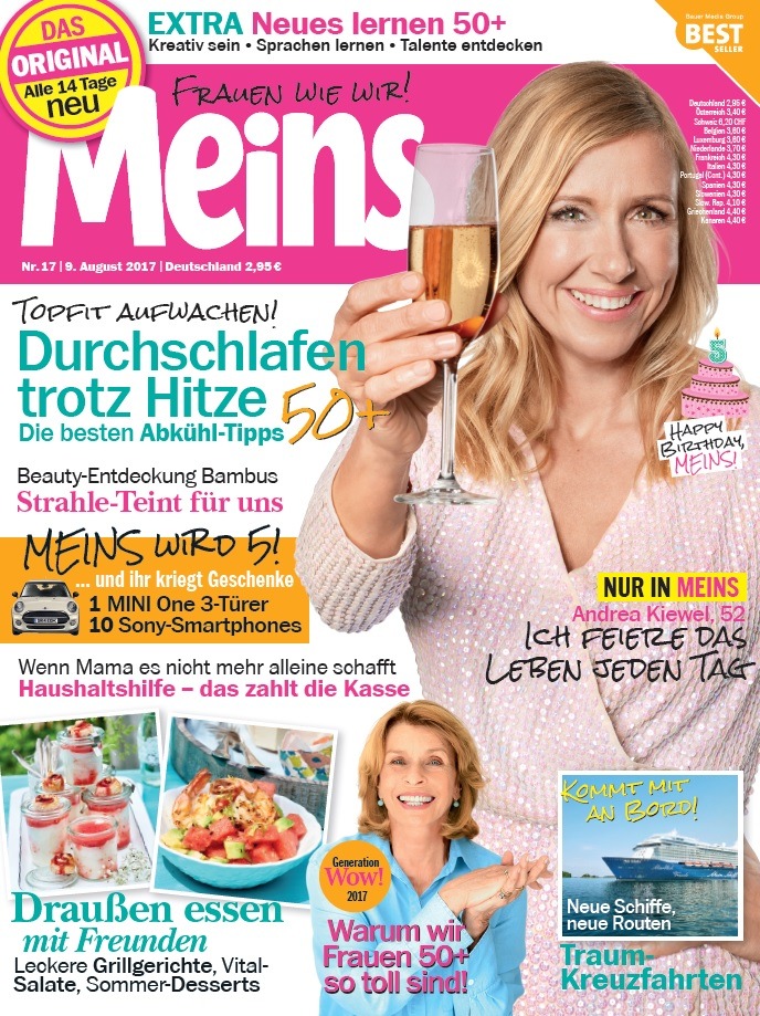 Andrea Kiewel in "Meins": "Das Leben muss gefeiert werden!" / 50plus-Frauenmagazin "Meins" feiert 5. Geburtstag - und die Stars feiern mit