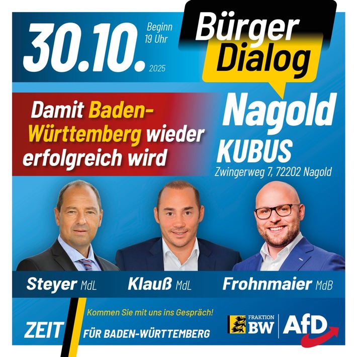 Einladung zum Bürgerdialog der AfD-Landtagsfraktion in Nagold