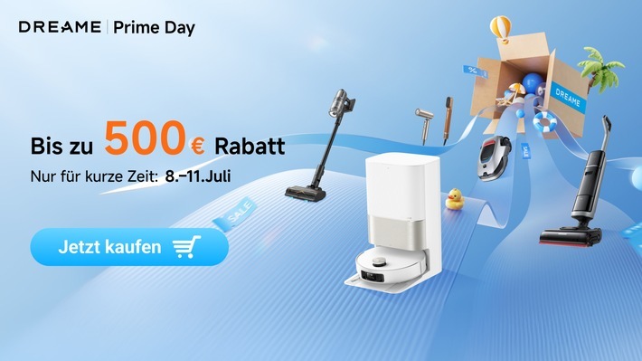 Dreame Prime Day 2025 / Weiterer Text über ots und www.presseportal.de/nr/173033 / Die Verwendung dieses Bildes für redaktionelle Zwecke ist unter Beachtung aller mitgeteilten Nutzungsbedingungen zulässig und dann auch honorarfrei. Veröffentlichung ausschließlich mit Bildrechte-Hinweis.