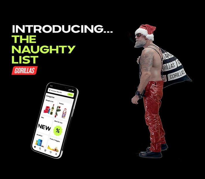 &quot;The Naughty List&quot;: Gorillas startet neue Festtagskampagne