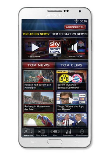 Jetzt auch auf Android: Sky Sport News HD App startet Ende Oktober für Samsung Smartphones (BILD)