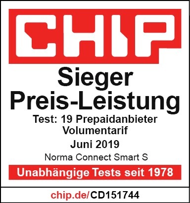 NORMA Connect: Preis-Leistungssieger bei Prepaid-Volumen-Tarifen / Technikmagazin CHIP bewertet Mobilfunk-Angebote (FOTO)