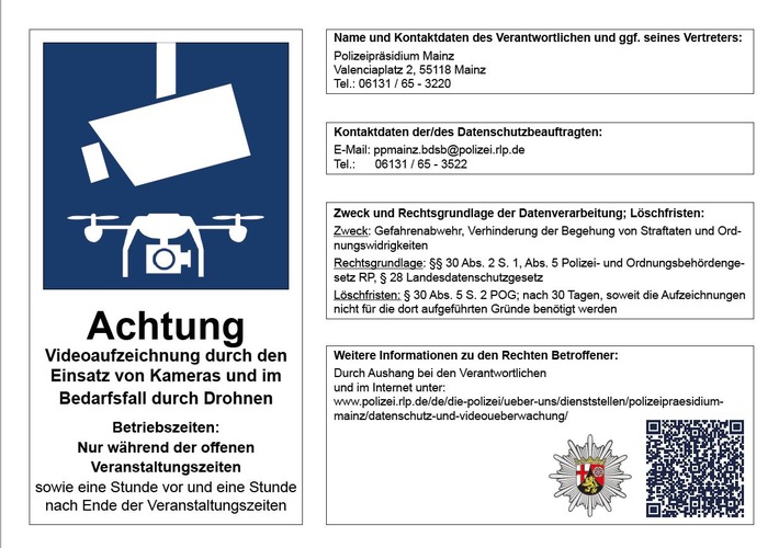 POL-PPMZ: Polizeipräsidium Mainz - Rheinland-Pfalz-Tag, Einsatz von Videotechnik
