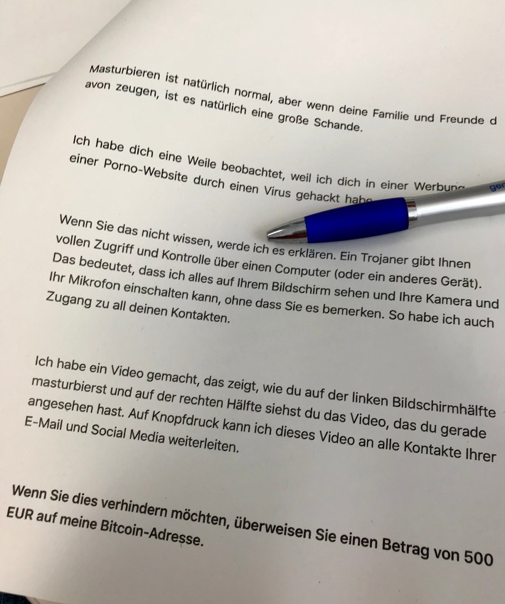 POL-RE: Kreis Recklinghausen/Bottrop: Polizei warnt vor Fake-Erpressungs-Mail