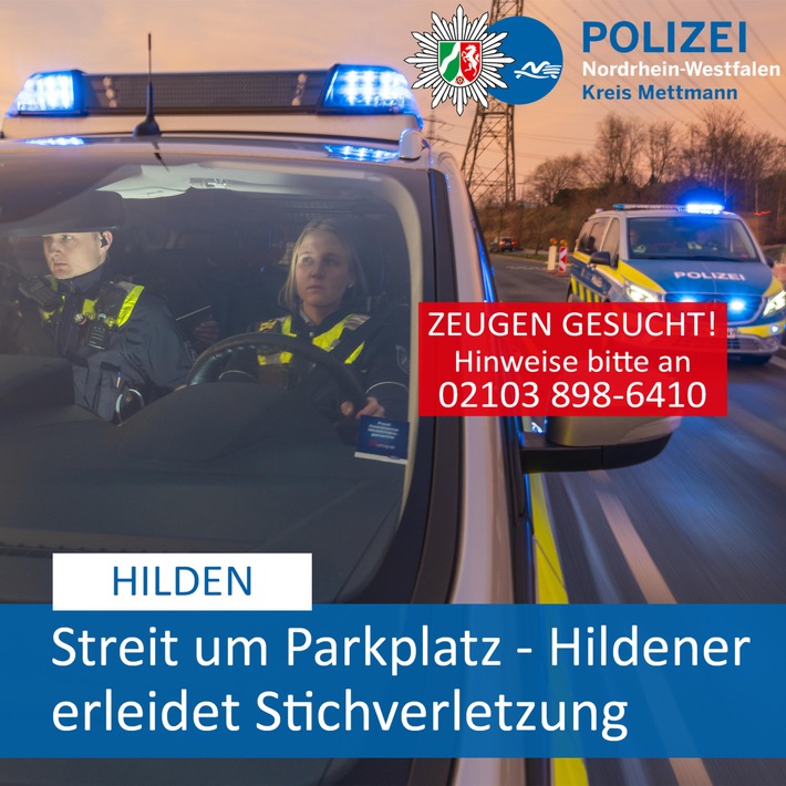 POL-ME: Streit um Parkplatz: 44-Jähriger erleidet Stichverletzung - Hilden - 2210046