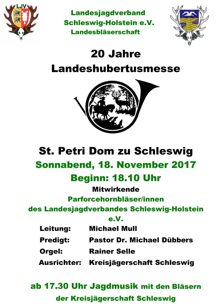 Veranstatungshinweis: Landeshubertusmesse im Dom zu Schleswig
