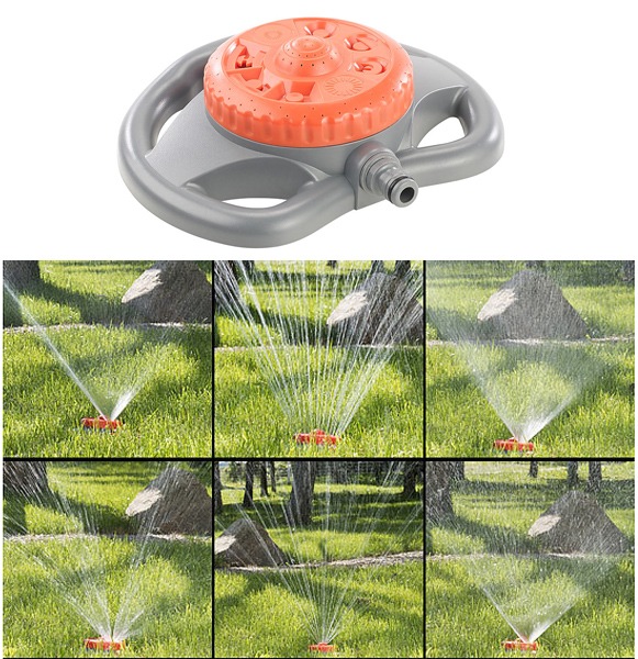Royal Gardineer Kreis-Rasensprinkler, 8 Sprüh-Funktionen, für gängige Gartenschläuche: Gleichmäßige Bewässerung von Rasenflächen, Beeten und mehr