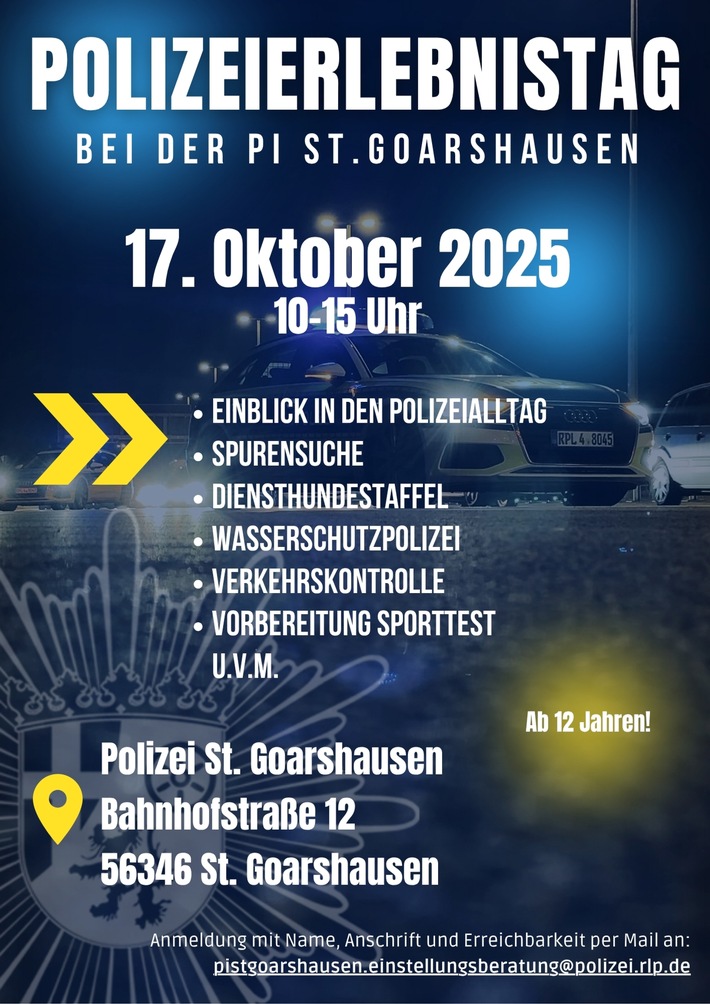 POL-PDMT: Polizeierlebnistag der Polizei St. Goarshausen am 17.10.2025