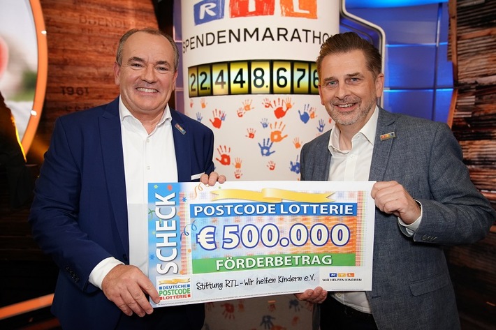 Deutsche Postcode Lotterie unterstützt RTL-Spendenmarathon mit einer halben Million Euro