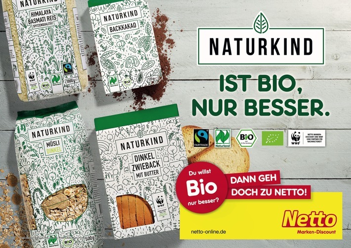Ist Bio, nur besser: Biofachmarke NATURKIND im Netto-Regal / Weiterer Text über ots und www.presseportal.de/nr/72216 / Die Verwendung dieses Bildes für redaktionelle Zwecke ist unter Beachtung aller mitgeteilten Nutzungsbedingungen zulässig und dann auch honorarfrei. Veröffentlichung ausschließlich mit Bildrechte-Hinweis.
