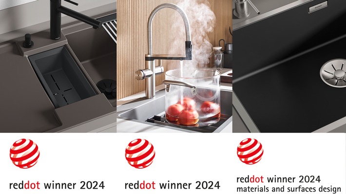 Drei Red Dot Product Design Awards 2024 für BLANCO: Prämiertes Design für den Küchenwasserplatz