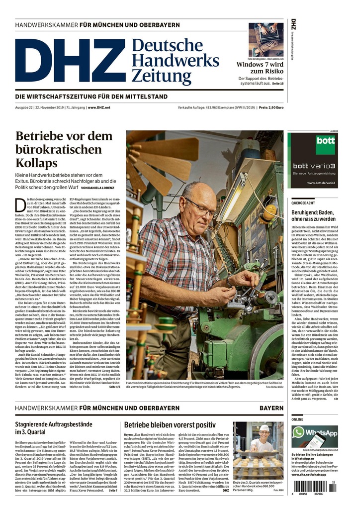 Relaunch der Deutschen Handwerks Zeitung (DHZ) / DHZ in neuem Layout - Modernisierte Bildsprache und opulentere Grafiken