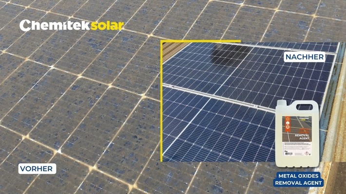 Chemitek Solar erweitert sein Sortiment an Solarreinigungslösungen um den neuen Metal Removal Agent