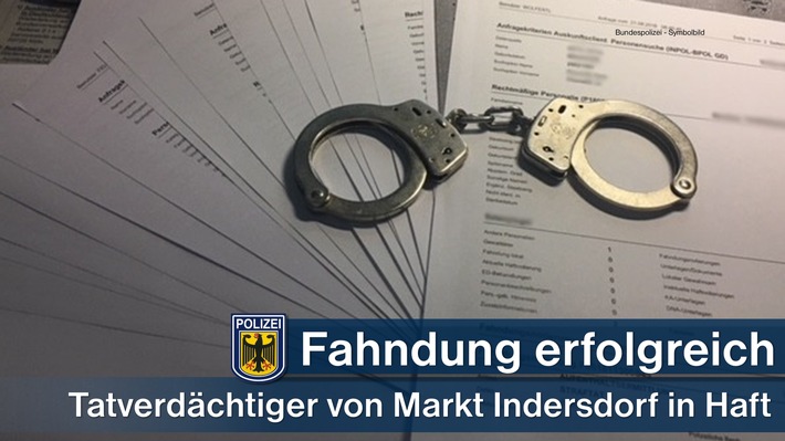 Ein Unbekannter, der sich am 22. November 2018 am S-Bahnhaltepunkt Markt Indersdorf vor mehreren Schülern/-innen und Reisenden entblößte wurde mittlerweile im Rahmen der Öffentlichkeitsfahndung identifiziert. Gegen ihn wurde Haftbefehl erlassen.