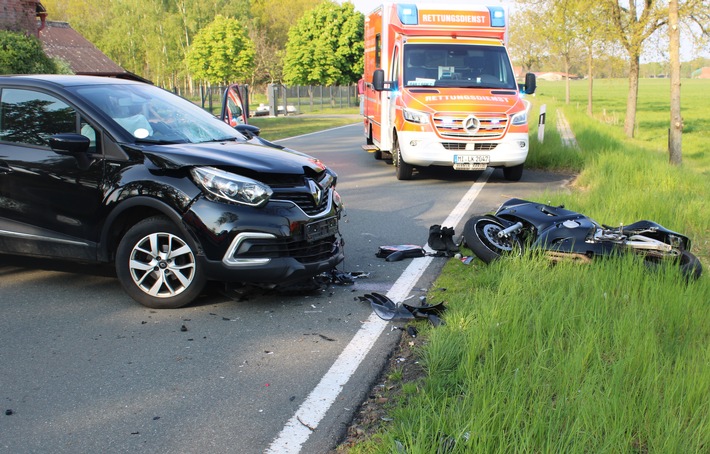 POL-MI: Rettungshubschrauber fliegt schwer verletzten Motorradfahrer in Klinik nach Osnabrück