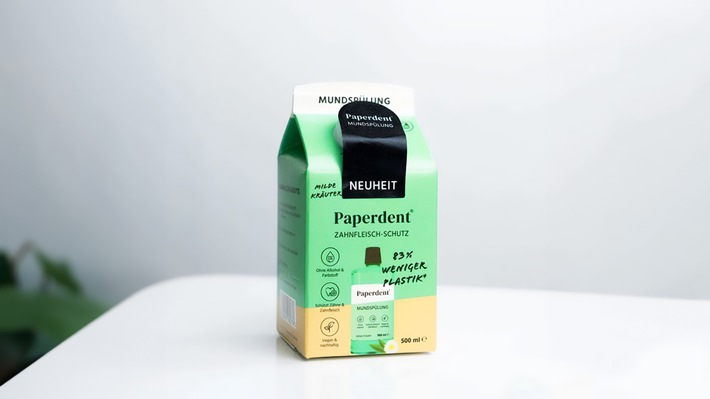 Die Paperdent-Familie wächst - neue Mundspülung &quot;Milde Kräuter&quot; kommt in der nachhaltigen Kartonverpackung