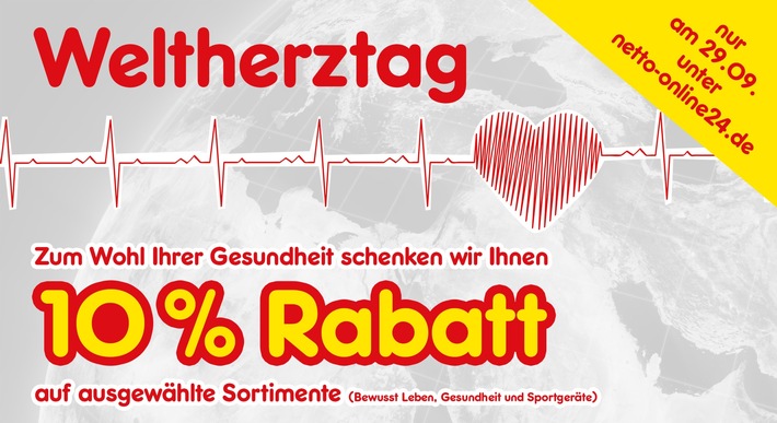 Herzenssache: Netto Marken-Discount unterstützt Weltherztag mit Gesundheitsrabatt im Online-Shop