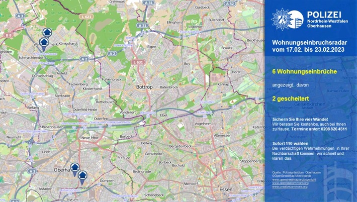 POL-OB: Wohnungseinbruchsradar für Oberhausen