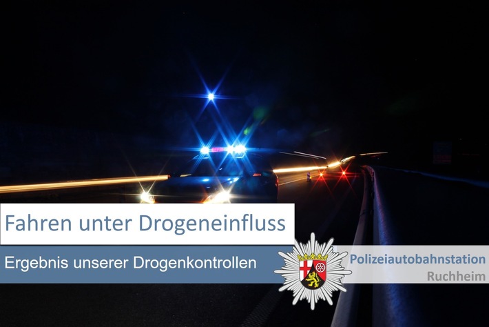 POL-PDNW: Polizeiautobahnstation Ruchheim - Fahrzeugführer ohne Führerschein, unter Drogeneinfluss, und mit Betäubungsmitteln an Bord