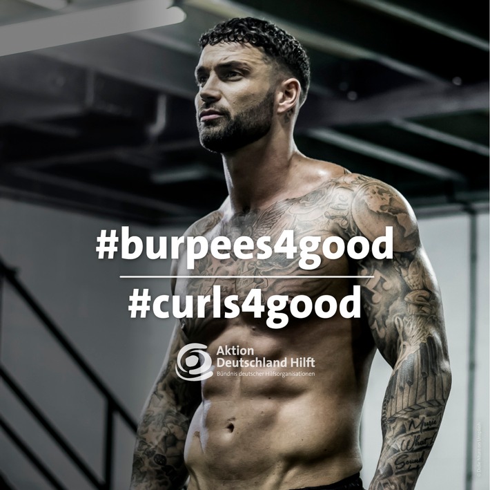 Fitness-Challenge: Muskeleinsatz für Nothilfe weltweit / Influencer beteiligen sich an der Online-Spendenaktion #burpees4good für &quot;Aktion Deutschland Hilft&quot;