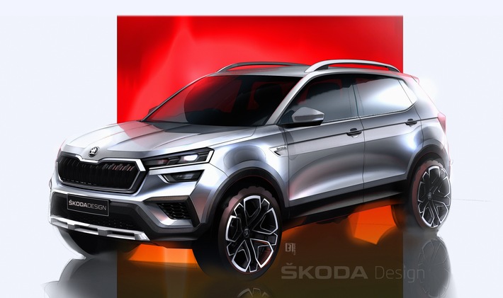 ŠKODA KUSHAQ: Designskizzen bieten Vorgeschmack auf das neue SUV für den indischen Markt