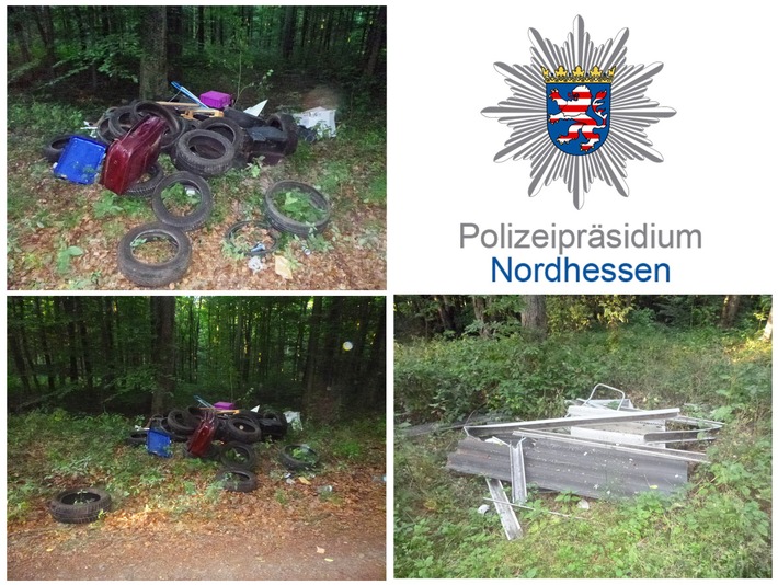 POL-KS: Kassel:
Unbekannte laden 40 Autoreifen und Abfall im Habichtswald ab: Polizei bittet um Hinweise