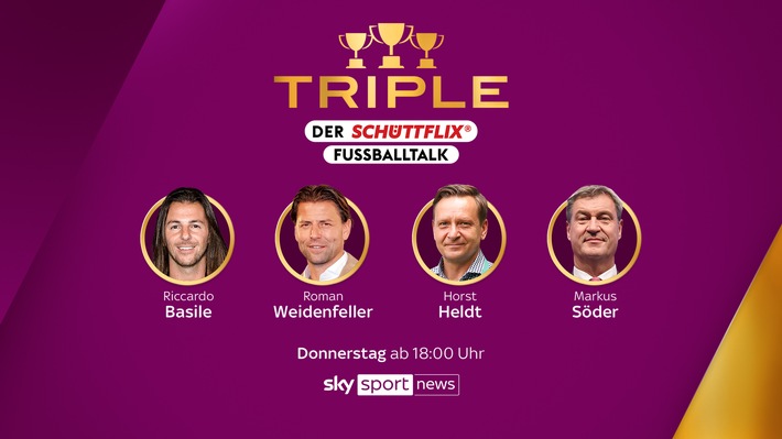 Markus Söder am Donnerstag zu Gast bei "Triple - der Schüttflix Fußballtalk" auf Sky Sport News