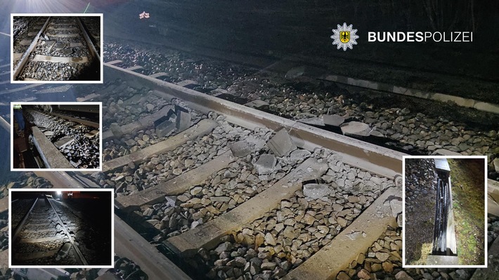 Bundespolizeidirektion München: Gefährlicher Eingriff in den Bahnverkehr / S-Bahn überfährt Betonplatten