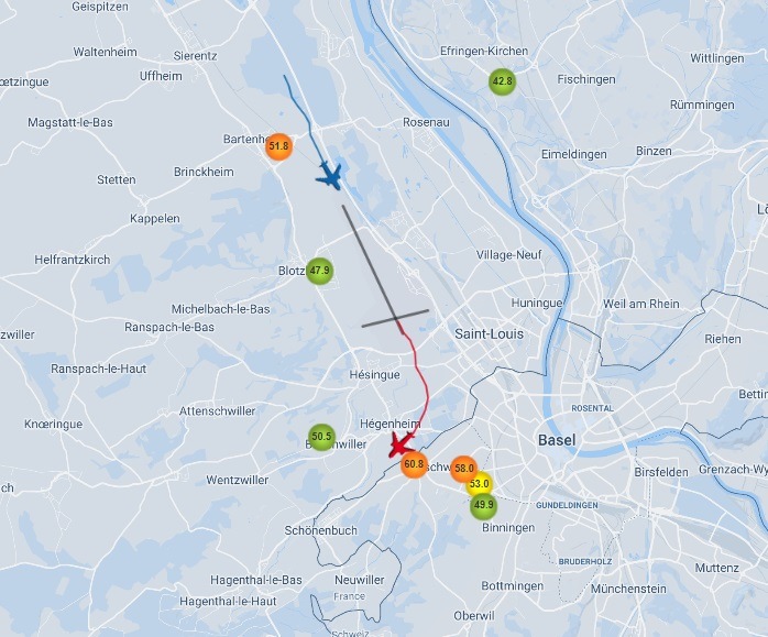 New interactive tool: Online flight tracks and noise measurement data mapping