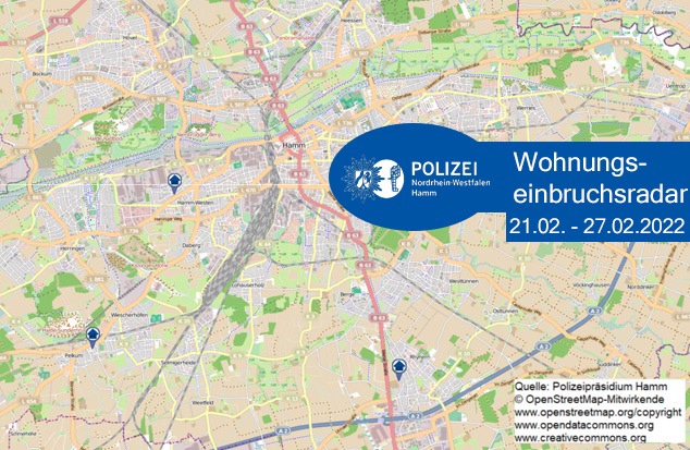 POL-HAM: Wohnungseinbruchsradar Hamm für die Woche vom 21. Februar bis 27. Februar 2022