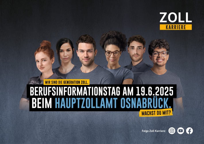 HZA-OS: Zoll-Info-Tag am 19. Juni 2025; Hauptzollamt Osnabrück gibt Blick hinter die Kulissen für ausbildungs- und studieninteressierte Jugendliche