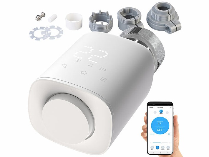 revolt Programmierbares Heizkörper-Thermostat mit Bluetooth, App, LED-Display: Die Temperatur Zuhause bequem per App steuern