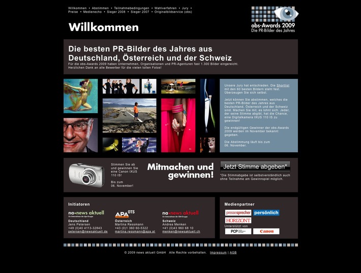 obs-Awards 2009: Die besten PR-Bilder des Jahres stehen zur Abstimmung bereit