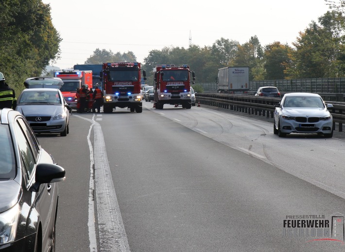 FW-MK: Verkehrsunfall auf der Autobahn -Eine verletzte Person-