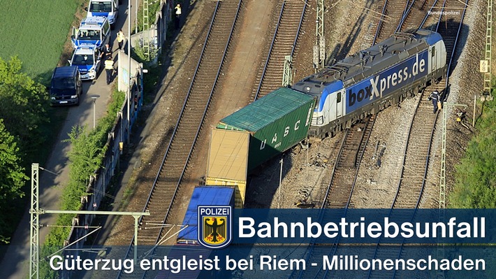 Bundespolizeidirektion München: Bahnbetriebsunfall in Riem 
Güterzug entgleist - kein Personenschaden