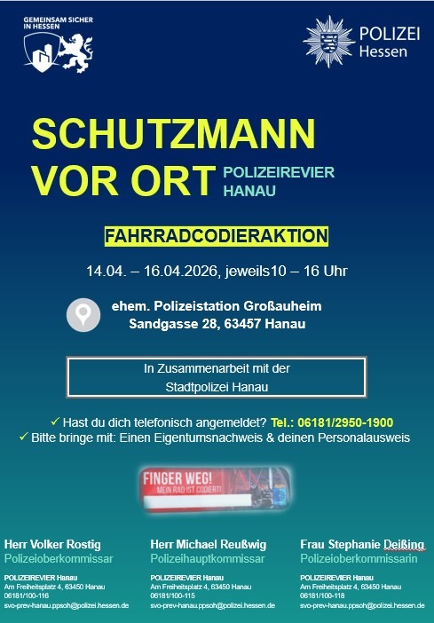 POL-OF: Termine noch buchbar! Kostenfreie Fahrradcodieraktion