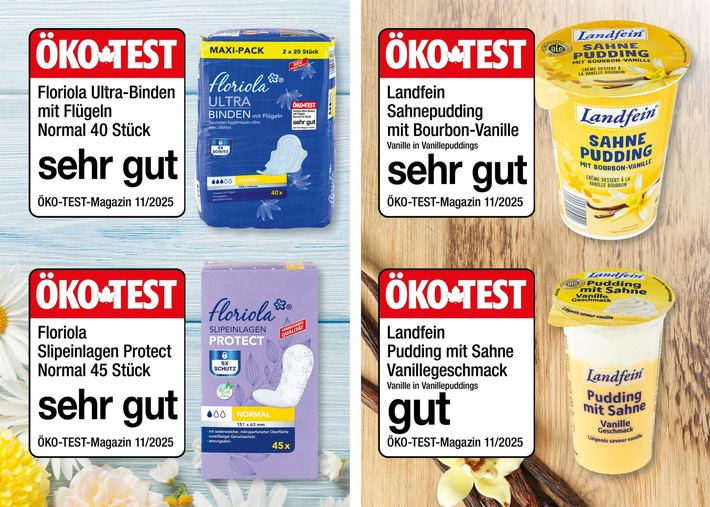 Vanillepudding und Hygieneprodukte von NORMA überzeugen in der November-Ausgabe von ÖKO-TEST / Dreimal "sehr gut", einmal "gut" für NORMA-Eigenmarken